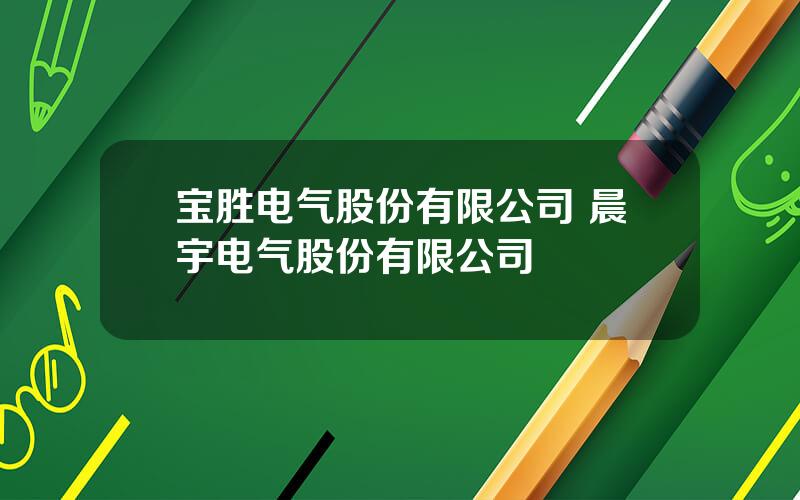 宝胜电气股份有限公司 晨宇电气股份有限公司